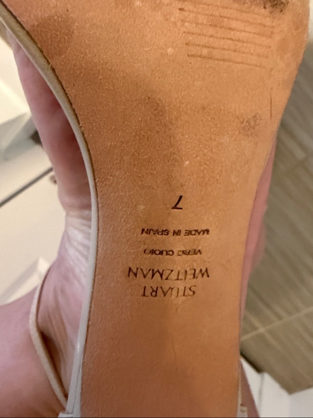 Stuart Weitzman Nude Ankle-Strap Stiletto Sandals - Picture 8 of 8